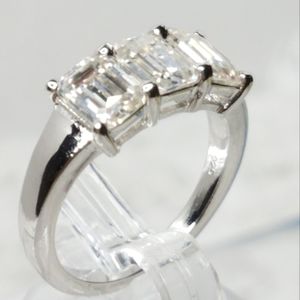 Emerald cut Moissanite ring